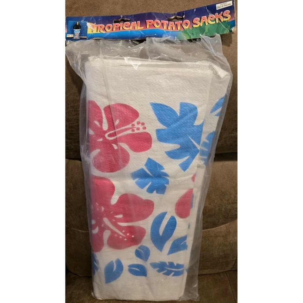 Tropical Potato Sack Race 6pc 41" Aloha Luau Tiki Party Adult Games Retro